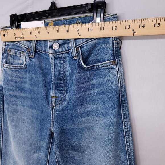7 for All Mankind Edie Jeans Size 23 High Waist Crop Straight Leg Button Fly - Picture 7 of 16
